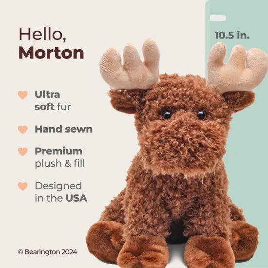 Bearington Morton The Moose Stuffed Animal, 10.5 Inch Plush Moose, For Ages 1-14 Brown {2}