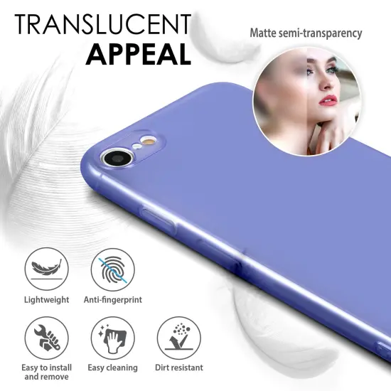 Translucent Matte Case For iPhone SE 2020 (2nd Gen), Semi-Transparent Smooth Touch Soft TPU Thin Cover Purple, by Insten {3}
