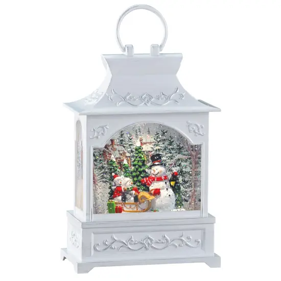Collections Etc Hand-Painted Lighted Musical Snowman Snow Globe Lantern {2}