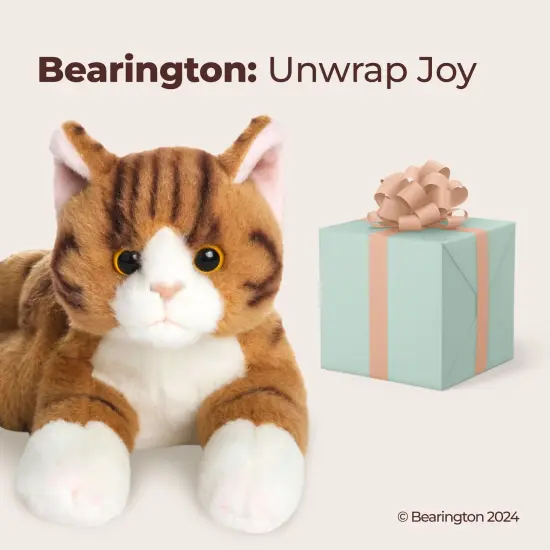 Bearington Collection Lil' Tabby Cat 8 In Stuffed Animals Orange Cat Plush Toy - Stuffed Cats That Look Real - Plushies for Kids, For Ages 3-14 Brown {5}