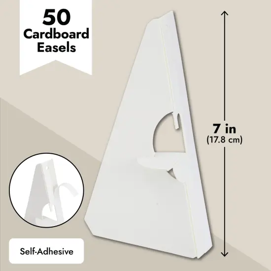 50-Pack Self-Stick 7 in Cardboard Easel Backs, Picture Frame and Art Easel Stand Bulk Pack for Photographs, Artwork, Posters, Signs, and Craft Projects (White) {4}