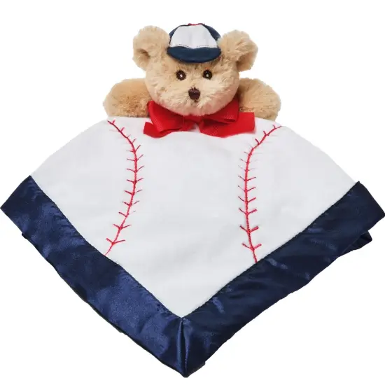 Bearington Baby Lil&rsquo; Slugger Snuggler, 15 Inch Baseball Plush Stuffed Animal Teddy Bear Security Blanket Lovey for Babies, For Ages 0-3 White {1}