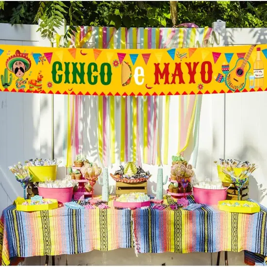 Large Cinco De Mayo Banner, Mexican Fiesta Party Supplies Decoration, Cinco De Mayo Party Supplies, Baby Shower Party Banner (Copper) {5}