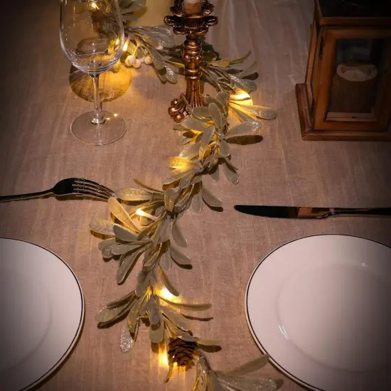 Olive Garland with Lights Battery Operated with Timer 6FT Vine Lights Prelit Garland Artificial Green Garland for Mantle Fireplace Garland for Table Spring Holiday Christmas Wedding Decoration {3}