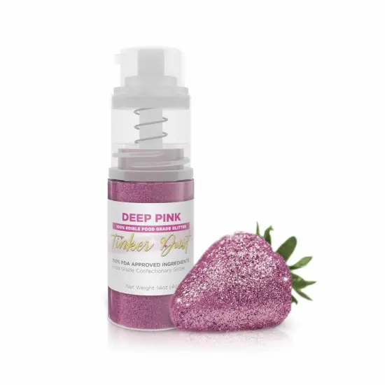 Bakell - Deep Pink Tinker Dust Edible Glitter (4g, 1x Spray Pump) for Food, Desserts, and Beverages! {1}