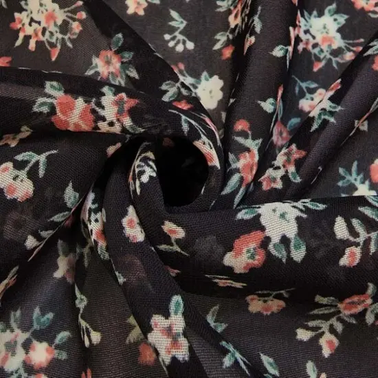 1 Yard Black Hi Multi Chiffon Fabric Lightweight Sheer Polyester for Apparel & Decor, 58/60" Wide {1}