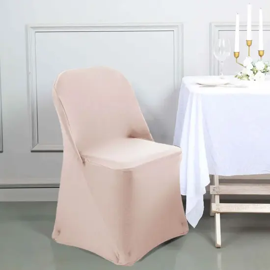1 Piece Blush Pink or Rose Gold Stretch Spandex Chair Cover for Elegant Folding Seating {2}