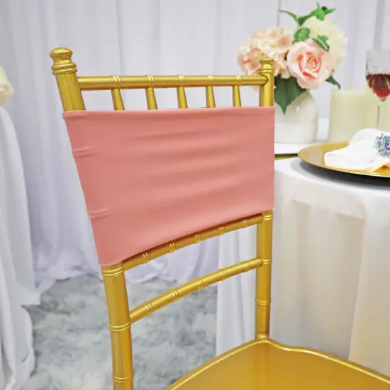 10 Pieces Soft Stretch Rose Pink Spandex Chair Bands 7 x 13 Inches {2}