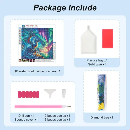 5D Aurora Dragon Diamond Painting Kits - 12&times;12Inch {3}