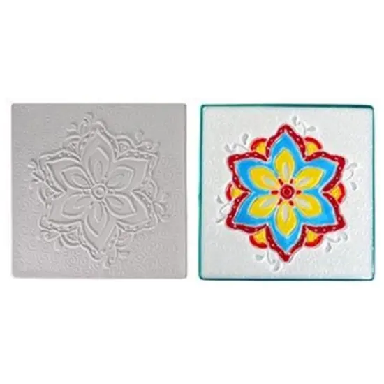 7&rdquo; x 7" x 0.5" Mandala Texture Tile Glass Fusing Kiln Mold {1}