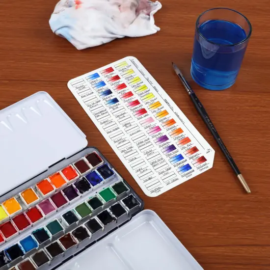 New York Central Watercolor Palette - 48 Empty Half Pans Boxes and Palette with 5 Watercolor Swatch Cards {4}