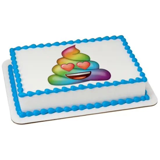 emoji&trade; Rainbow Love Poo Edible Cake Topper Image 1/4 sheet {1}