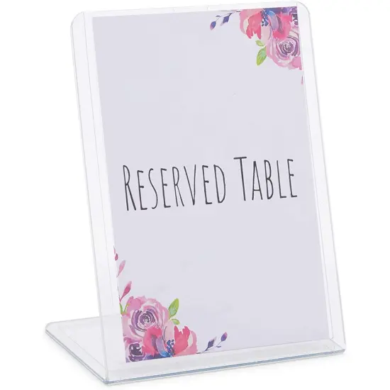 Clear Slant Back Plastic Sign Holder, Vertical Display Stand (5 x 7 in, 6 Pack) {4}