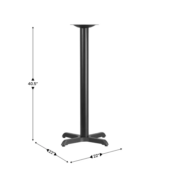 Emma and Oliver 22'' x 22'' Restaurant Table X-Base with 3'' Dia. Bar Height Column Black {2}