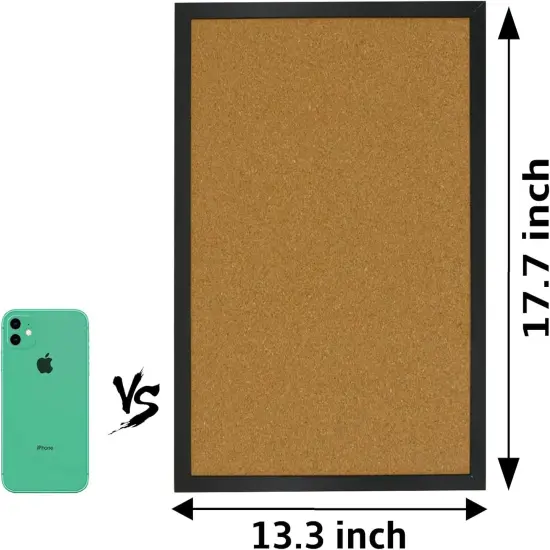 Cork Bulletin Board 17.7"X 13.3", Notice Pin, Ideal for Office(Black Frame) {5}
