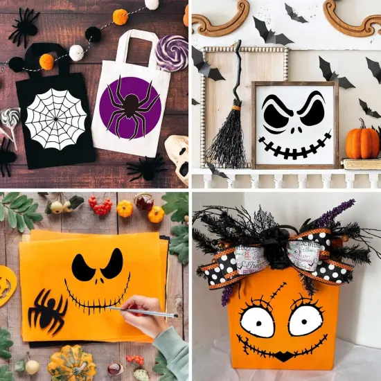 Halloween Pumpkin Face Stencils for Painting on Wood ReusableLetter & Number Stencils(16 Pumpkin Face) {5}