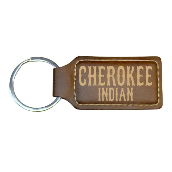 Keychain - Rectangle - Cherokee - Leather Rustic/Gold {1}
