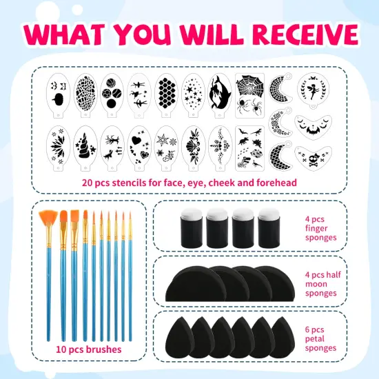 46 pcs Face Paint Stencils(Multicolor) {2}