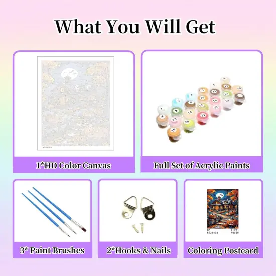 Halloween House Paint by Numbers Kit - 16X20 Inch {2}