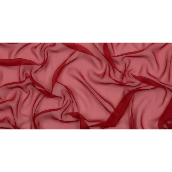 1 Yard Luxury Brick Red Silk Chiffon Fabric Solid Lightweight Sheer Material 54 Inch Width {3}