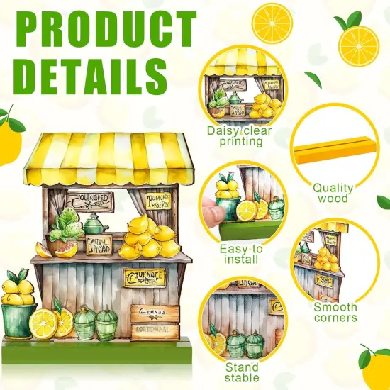 6 Pcs Summer Tabletop Decor Lemon Wooden Tabletop Decor for Home Party Office Kitchen Shelf Display {5}