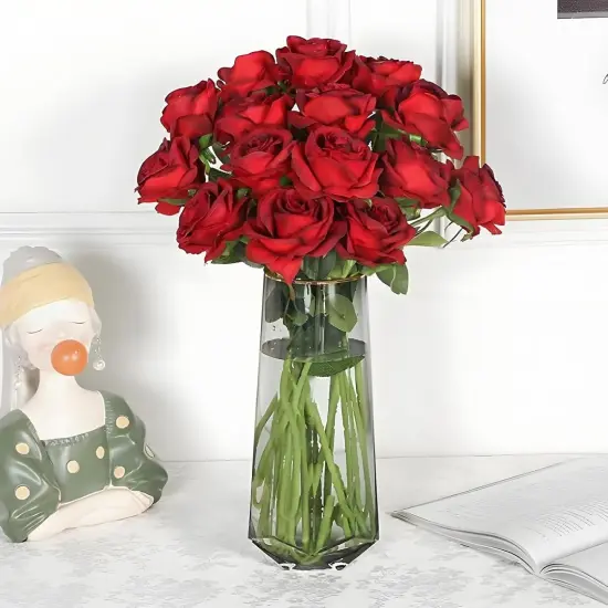 200 Pack Burgundy Fake Flowers for Wedding Decor {3}