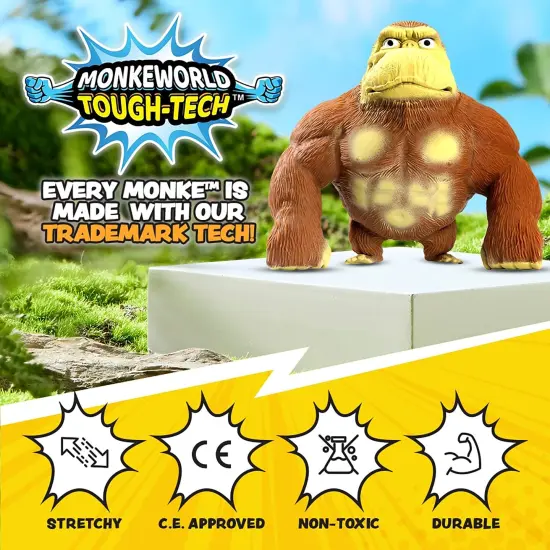 MonkeWorld: Original Stretchy Monkey - The Trending Squishies Fidget Toy, Shape-Pull-Throw, Tough-Tech, Soft Durable Animal Plushie, Adults & Kids 3+ {6}