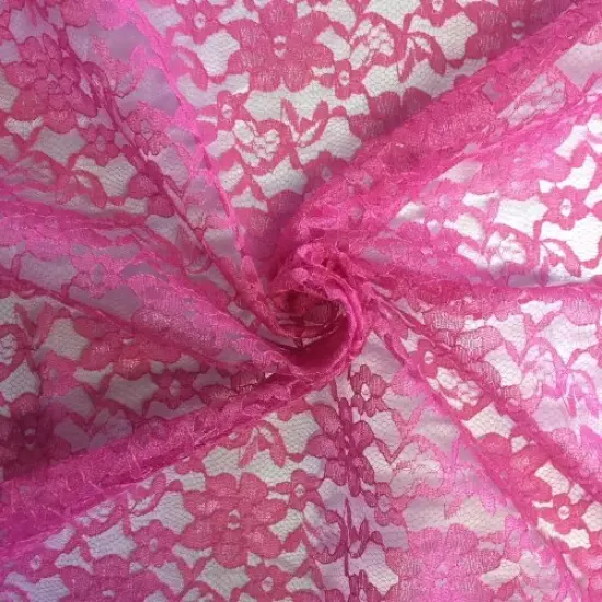 1 Yard Fuchsia Raschel Lace Fabric 100% Polyester French Floral, 60" Wide for Dresses & Decor {1}