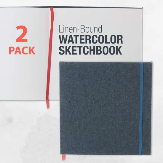 8.5" x 8.5" Watercolor Book (2 Pack, 76 Sheets Each) - 110lb (230 GSM) Linen-Bound Hardcover Artist Paper Pads - Acid-Free Cold-Pressed Watercolor Paper Pad Mixed Media {2}