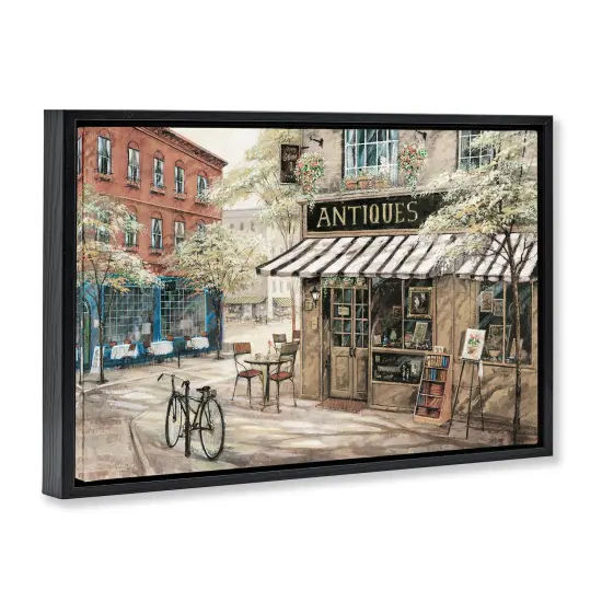 Stupell Industries Cozy Town Antiques Shop Floater Framed Canvas Wall Art Design by Ruane Manning {9}