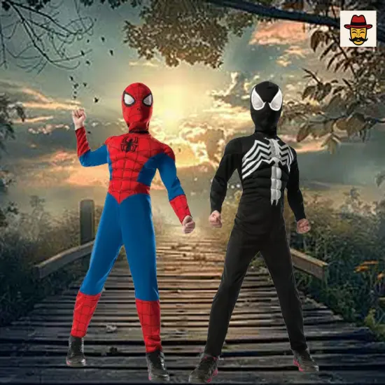 Reversible Deluxe Child Spiderman Costume Venom Symbiote Superhero Outfit Mask Included {4}