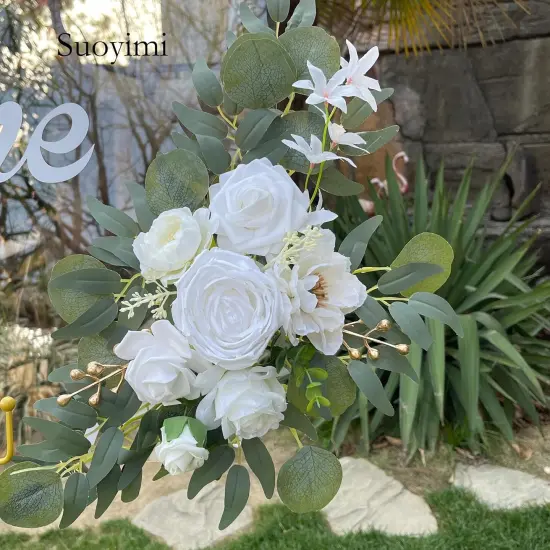 Set of 2 for Wedding Signs Reception Ceremony and Welcome Sign Floral Decoration (White) {3}