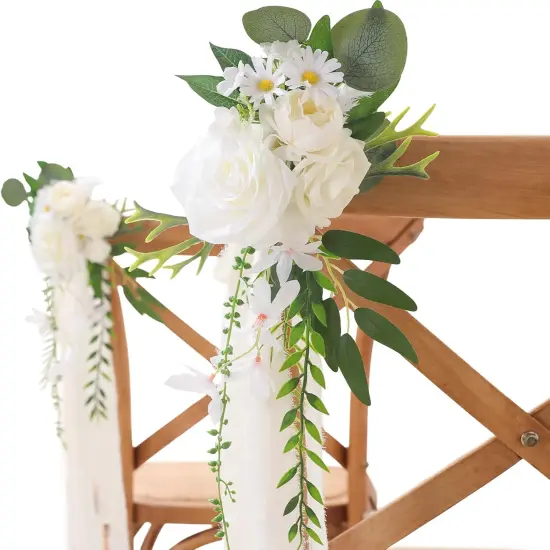 Chair Decorations Artificial Flowers for Wedding {1}