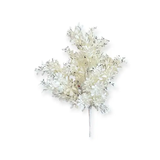 18.5" Artificial White Boxwood Bush &ndash; Faux White Filler Stem for Wreaths, Bouquets, Wedding Florals & Home Decor-PSB710-WH {2}