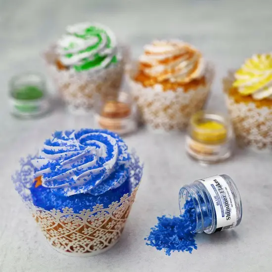Blue Edible Shimmer Flakes 4 Gram Jar {2}