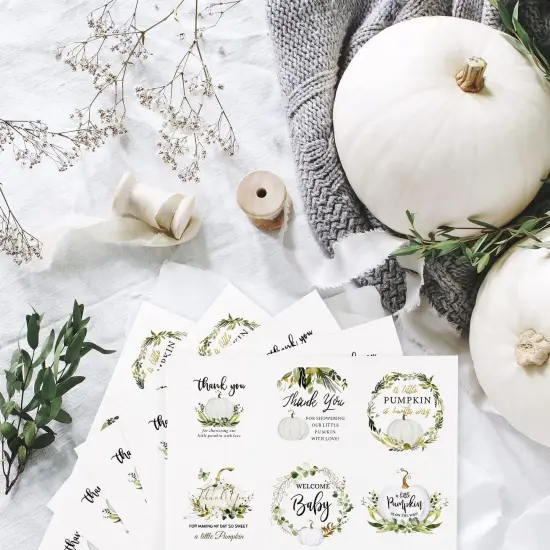 90 Little Pumpkin Baby Shower Thank You Stickers {4}