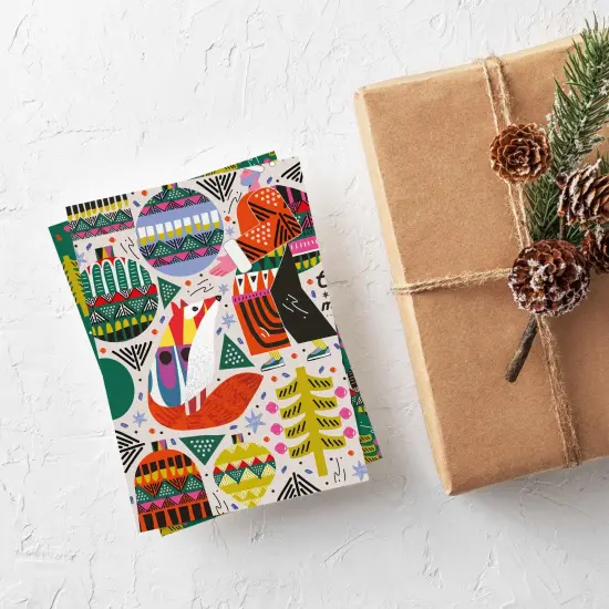 Folk Art Christmas Cards - 24-Pack Holiday Greeting Cards with 4 Vibrant and Colorful Designs, Perfect for Sharing Merry Christmas & Holiday Wishes, Blank Inside for Personalized Messages - Unique and Artistic Stationery Set {4}