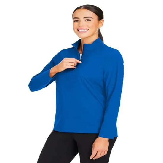 Devon & Jones&reg; Crown Lux Performance Ladies Windsor Welded Quarter-Zip NAVY {4}