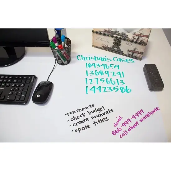 2 Rolls Dry Erase White Board Paper, 78" x 17.5" Wall Sticker Decal, Self-Adhesive Whiteboard Peel & Stick Wallpaper Sheet {2}