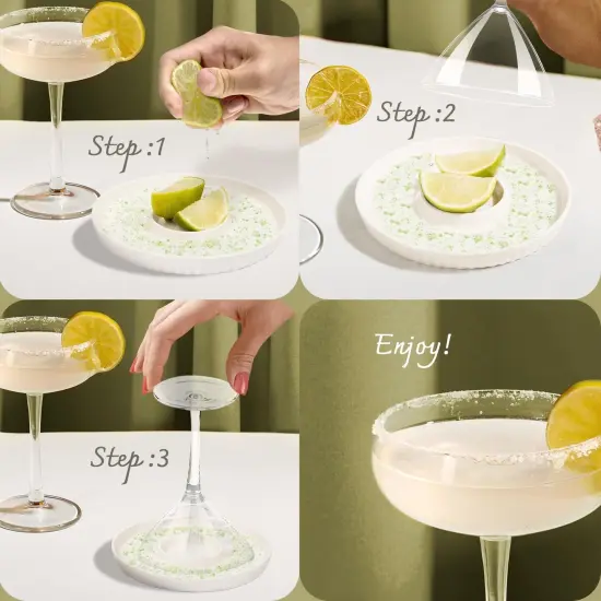 The Cocktail Box Co. Ceramic Margarita Salt Rimmer Set of 2, Premium Rimmer for Drinks, Salt Rimmer for Cocktails, Sugar Rimmer for Cocktails, Margarita Rimmer Set for Home Bars and Parties White {2}