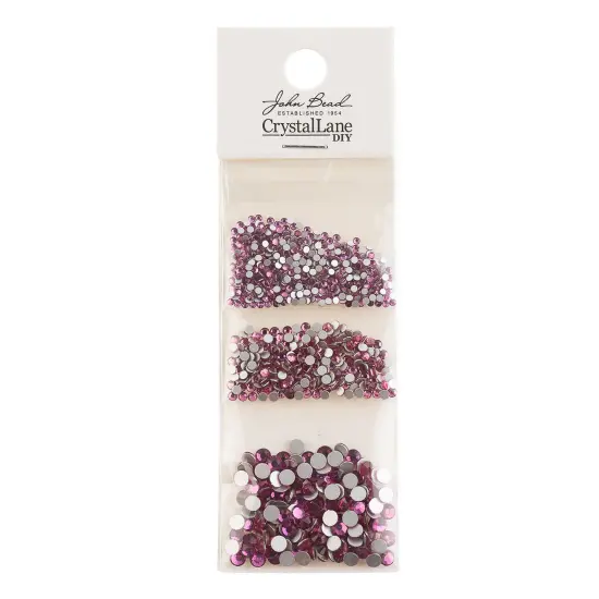 Crystal Lane DIY Combo Glass Flatback Rhinestones SS3 / SS6 / SS12 Fuchsia {3}