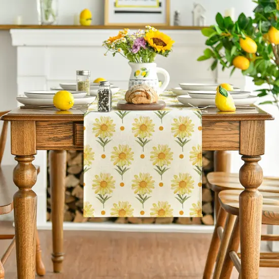 Daisy Sunflower Floral Summer Table Runner, Seasonal Kitchen Dining Table Decoration for Home Party Decor 13x72 Inch {2}