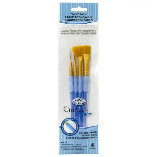 RCC 218 | Crafter's Choice&trade; 4pc Golden Taklon Variety Brush Set {1}