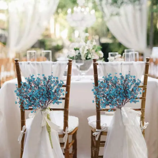 6 Bundles Babys Breath Fall Flowers Faux Gypsophila Bouquet Real Touch European Fake Silk Flowers for Home Wedding Bouquets Floral Arrangement Party Table Garden Autumn Decor (Peacock Blue) {6}