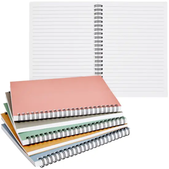 5 Pack 6x8 inch Spiral Journals, Small Notebooks Bulk with 120 Lined Pages for Work, Students, School, Writing (5 Colors Kraft Paper Covers) Multicolor {2}
