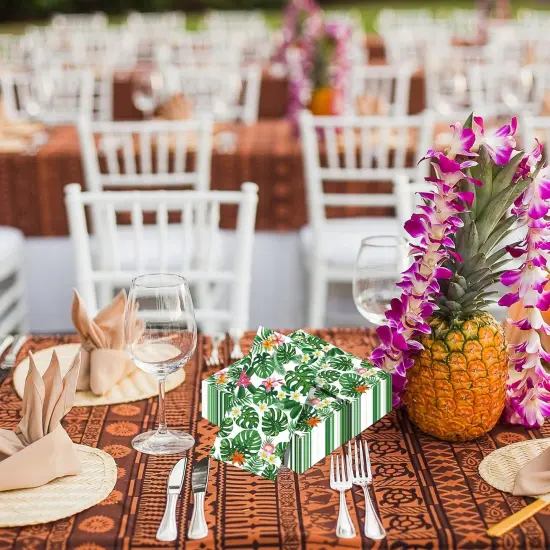 Hawaiian Luau Party Supplies Aloha Happy Birthday Napkins Disposable Tropical Tiki Themed Luncheon Paper Napkins Hawaiian Party Table decorations (100 Pack) {5}