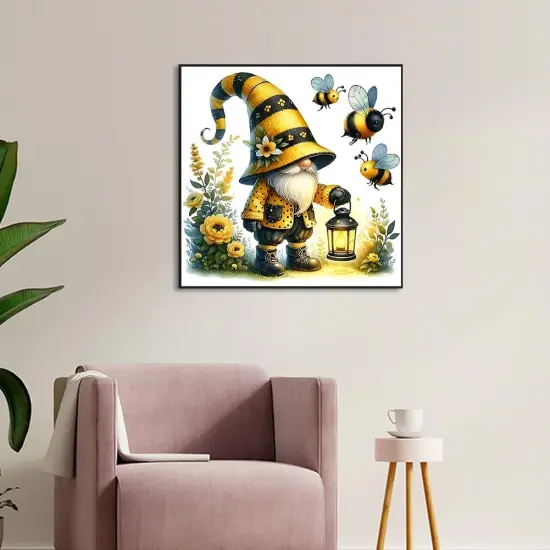 5D Gnome Diamond Art Kits for Adults, Full Drill Gnomes with Flower Bee Diamond Painting Kits {3}