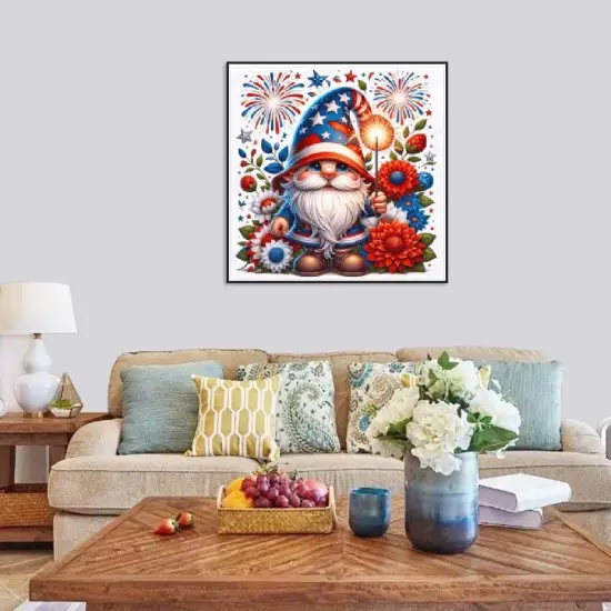 Gnome Diamond Art Kits for Adults, National Flag Flowers Diamond Painting Kits for Beginners, DIY 5D Full Drill Crystal Rhinestone Fireworks Gem Art Craft Home Decor 12x12 Inch {2}