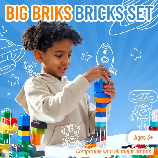 Strictly Briks Toy Large Building Blocks For Kids and Toddlers, Big Bricks Set For Ages 3-14, 100% Compatible with All Major Brands, Blue, Green Red and Yellow, 84 Pieces Multicolor {2}