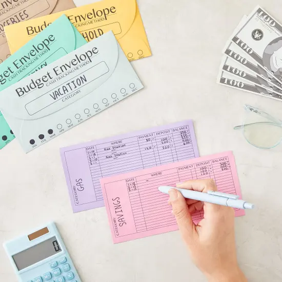 96 Pack Bulk Budget Envelopes for Cash System, Budgeting Tracker Binder, Money Saving Challenge, 12 Colors (6.75 X 3.25 In) Multicolor {3}